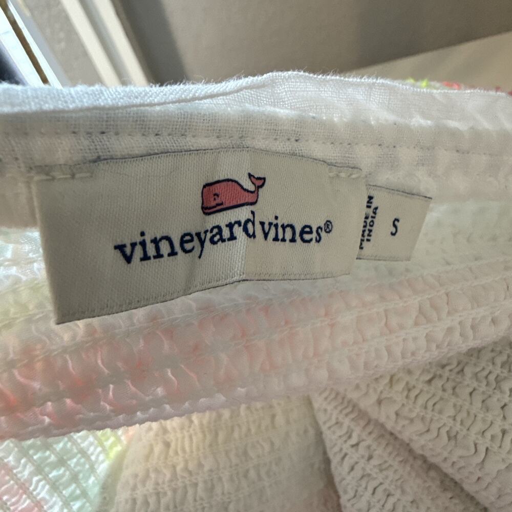 Vineyard Vines Flutter Sleeve Smocked Tiered White Linen Midi Dress Size S - Picture 8 of 9